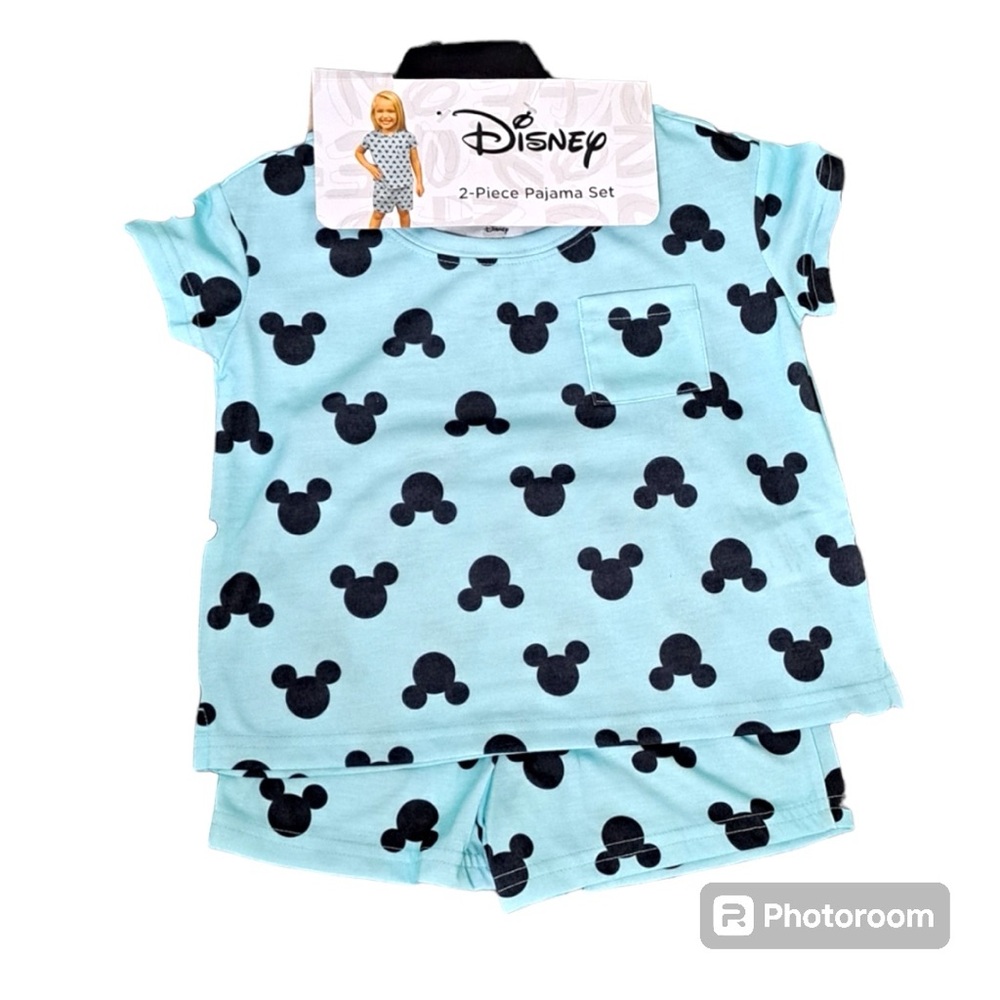 Disney Mickey Mouse Youth Girls 2 Piece PJ Set Short Sleeve Top and Shorts